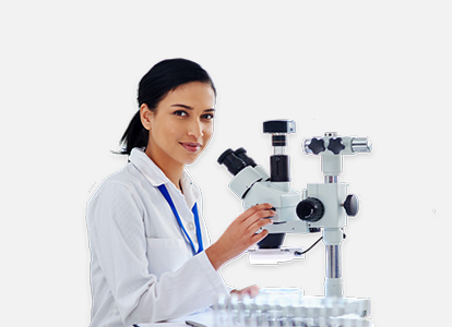 A doctor prepares a microscope to take a look at samples.